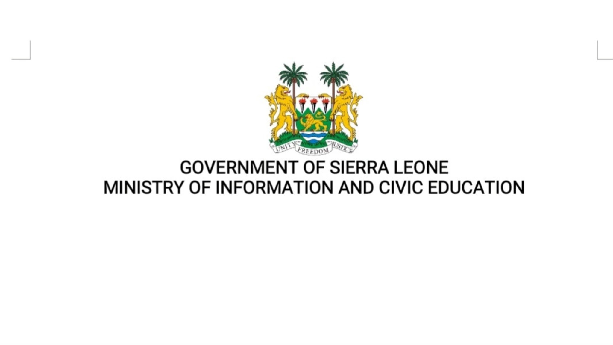 Ministry Of Information and Civic Education - S.L. YouTube banner
