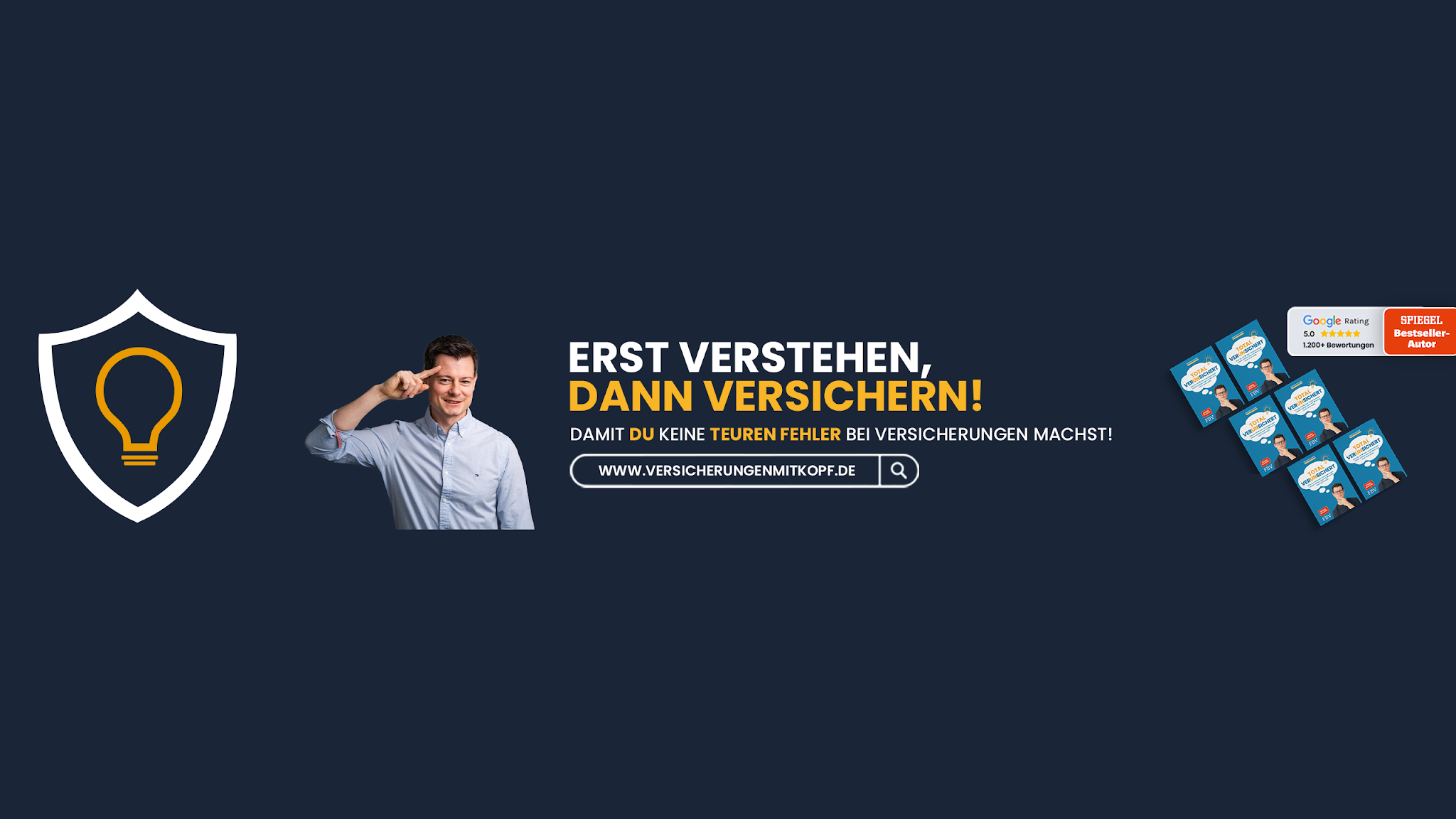Versicherungen mit Kopf YouTube banner