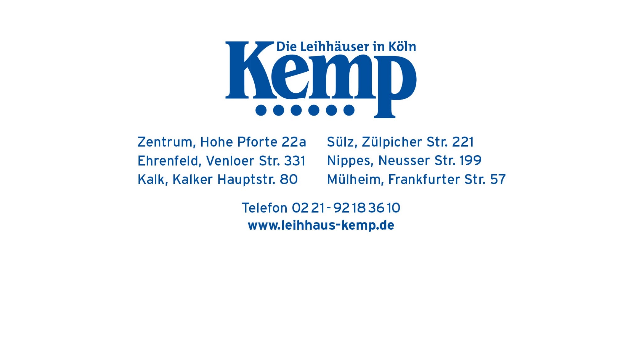 Leihhaus Kemp 6x in Köln YouTube banner
